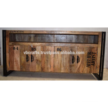 industrial wooden metal tv unit